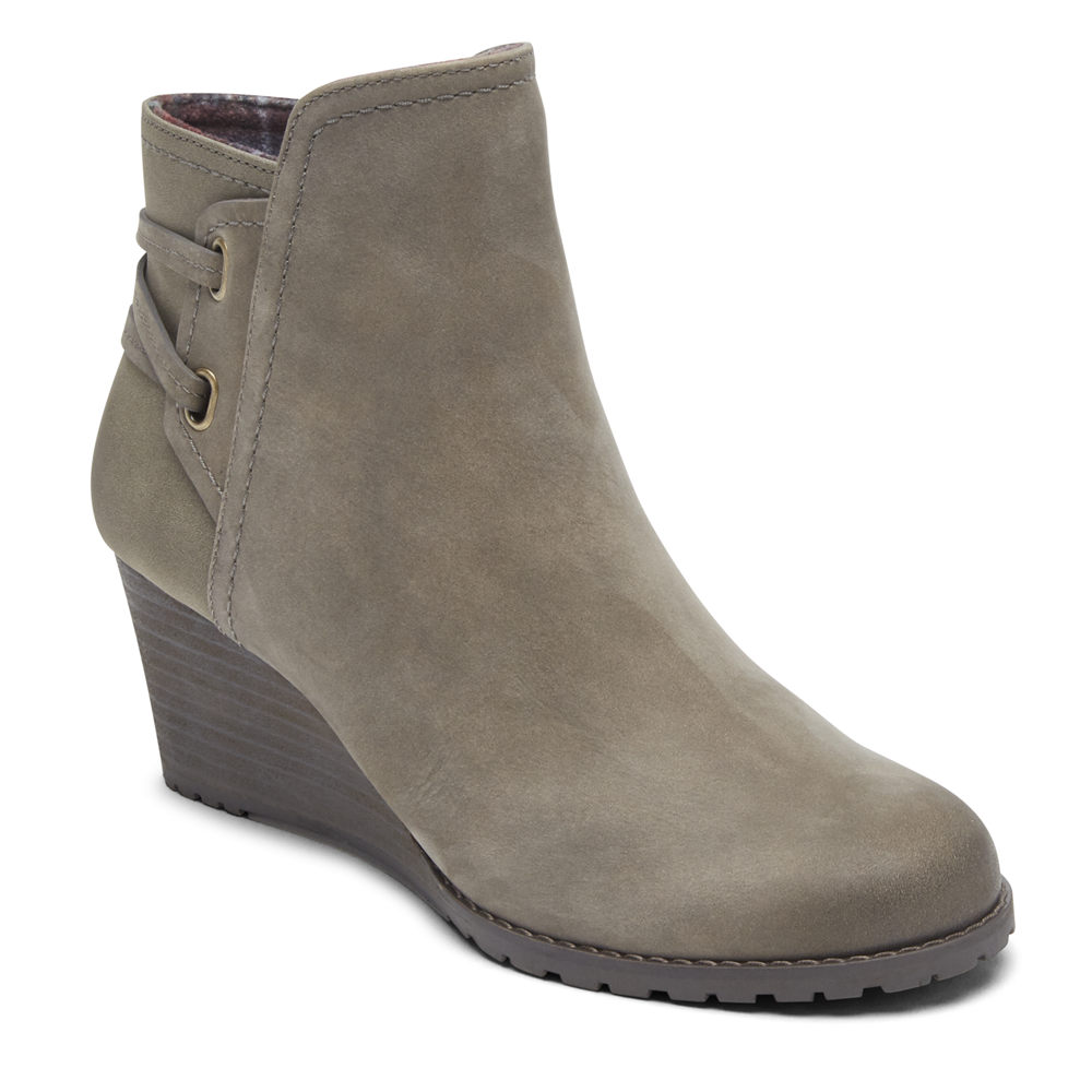 Rockport Boots For Womens Grey - Cobb Hill Lucinda Back Tie - GT5921480